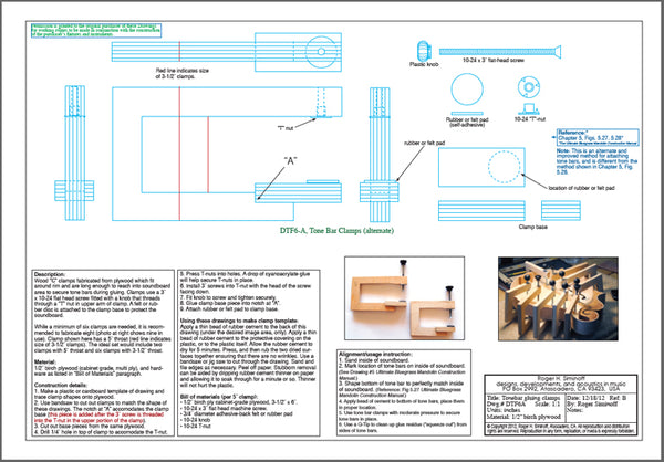 Fixture, pattern, and template drawings for constructing an F5 mandolin.