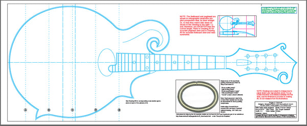H4 mandolin, Gibson mandola, mandolin construction, mandola drawings, Lloyd Loar